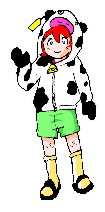 Girl in cow hoodie